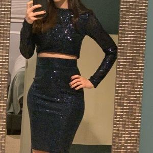 TWO PIECE SEQUIN DRESS- NAVY SIZE SMALL